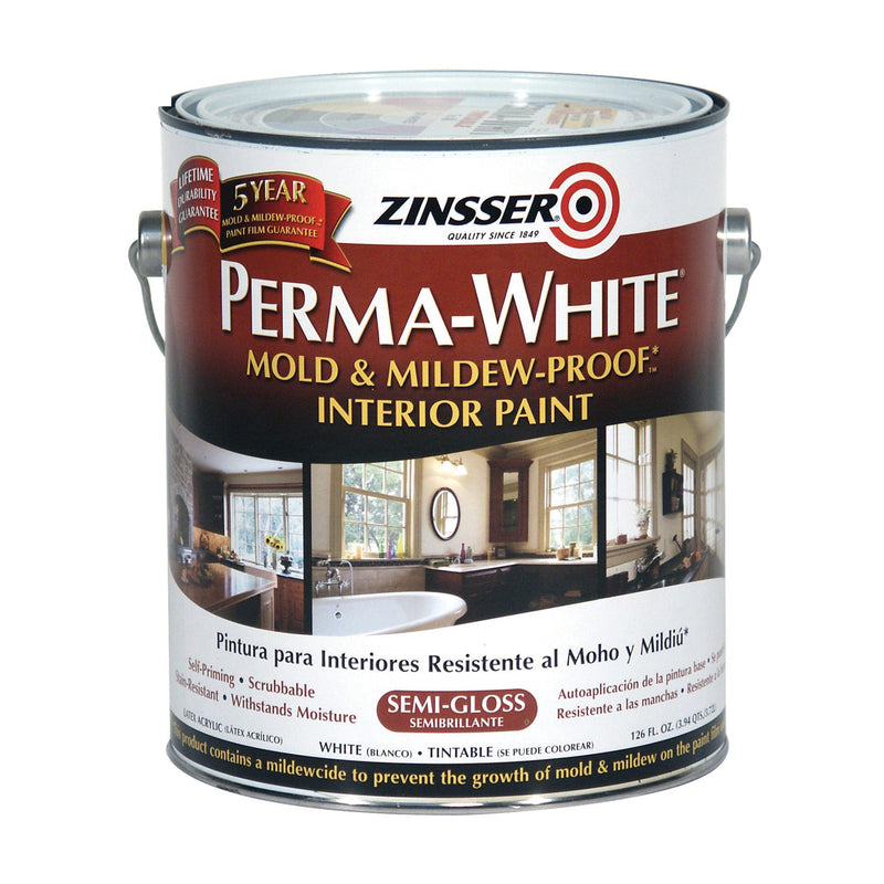 Zinsser Perma-White Semi-Gloss White Water-Based Mold and Mildew-Proof Paint Interior 1 gal