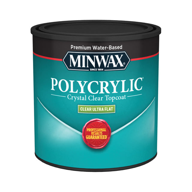 Minwax Polycrylic Flat Crystal Clear Water-Based Polycrylic Protective Finish 0.5 pt