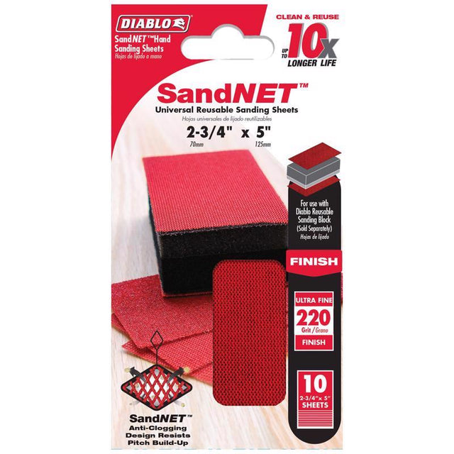 Diablo SandNet 5 in. L X 2-3/4 in. W 220 Grit Ultra Fine Block Hand Sanding Pad