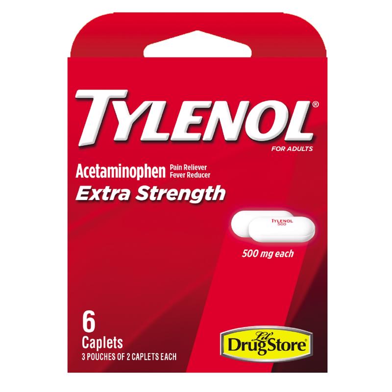 Tylenol 500 mg White Extra Strength Acetaminophen 6 pk