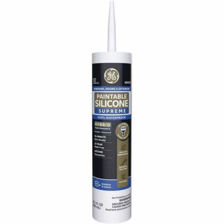 GE White Supreme Silicone Window and Door Caulk Sealant 9.5 oz