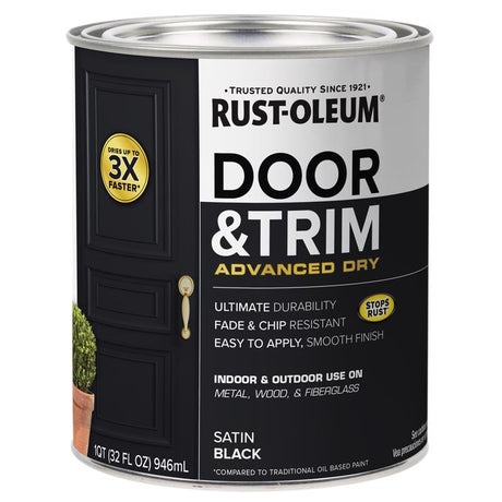 Rust-Oleum Stops Rust Satin Black Tint Base Door Paint Exterior and Interior 1 qt
