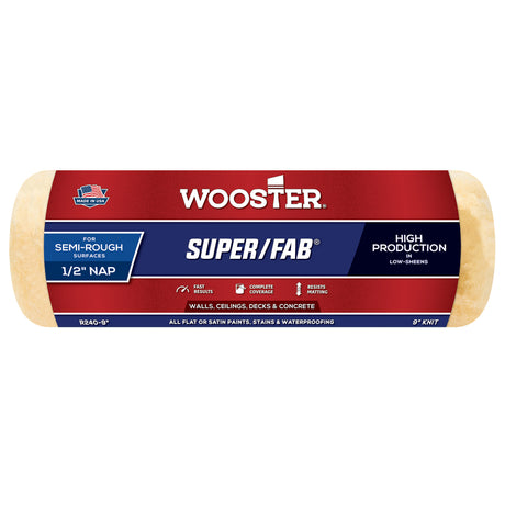 Wooster Super/Fab Knit 9 in. W X 1/2 in. Regular Paint Roller Cover 1 pk