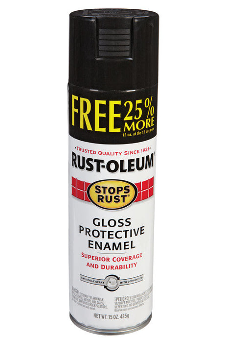 Rust-Oleum Stops Rust Gloss Black Spray Paint 15 oz