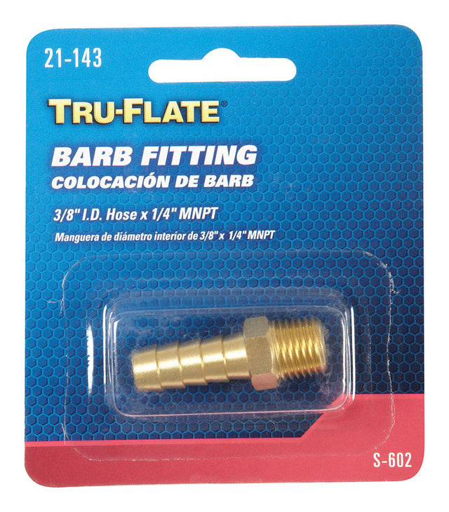 Tru-Flate Brass Barb Hose Fitting 3/8 Male 1 pc