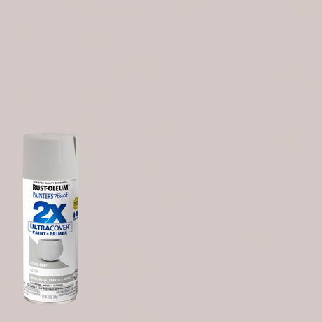 Rust-Oleum Painter's Touch 2X Ultra Cover Satin Stone Gray Paint+Primer Spray Paint 12 oz
