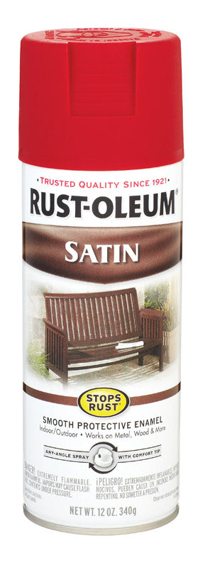 Rust-Oleum Stops Rust Satin Heritage Red Spray Paint 12 oz