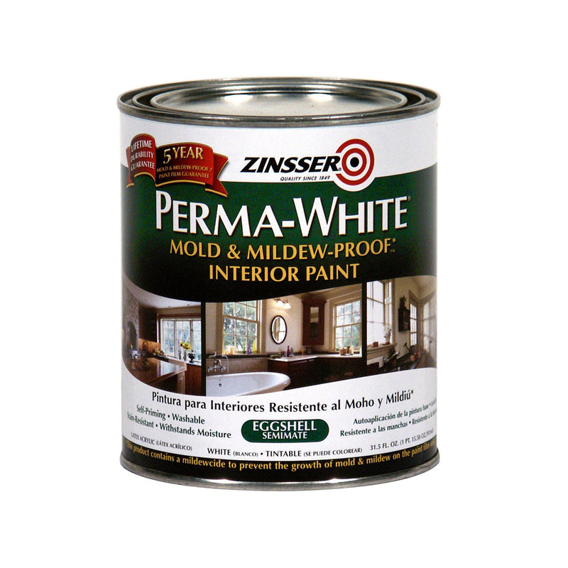 Zinsser Perma-White Eggshell White Water-Based Mold and Mildew-Proof Paint Interior 1 qt