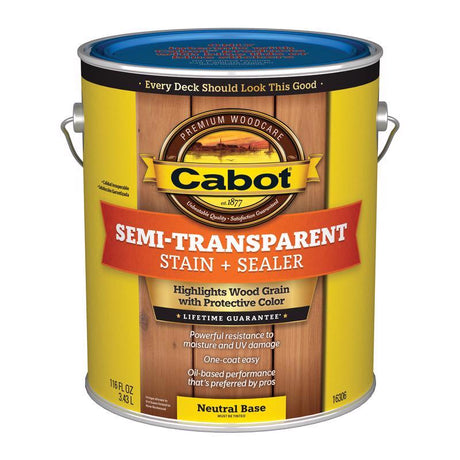 Cabot Semi-Transparent Low VOC Semi-Transparent Tintable Neutral Base Stain and Sealer 1 gal