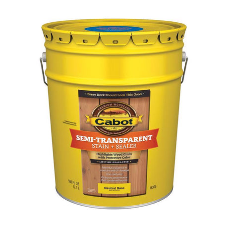 Cabot Semi-Transparent Low VOC Semi-Transparent Tintable Neutral Base Stain and Sealer 5 gal