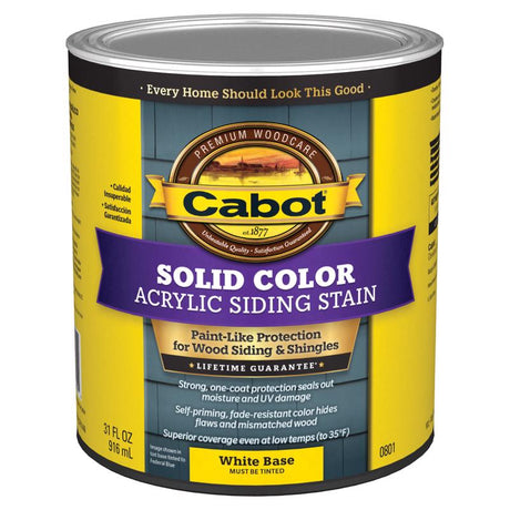 Cabot Solid Color Acrylic Siding Solid Tintable White Base Acrylic Siding Stain 1 qt