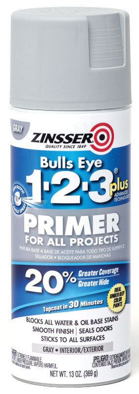 Zinsser Bulls Eye 123 Gray Flat Water-Based Primer 13 oz