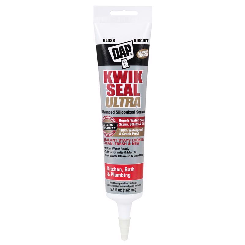 DAP Kwik Seal Ultra Biscuit Siliconized Acrylic Kitchen and Bath Sealant 5.5 oz