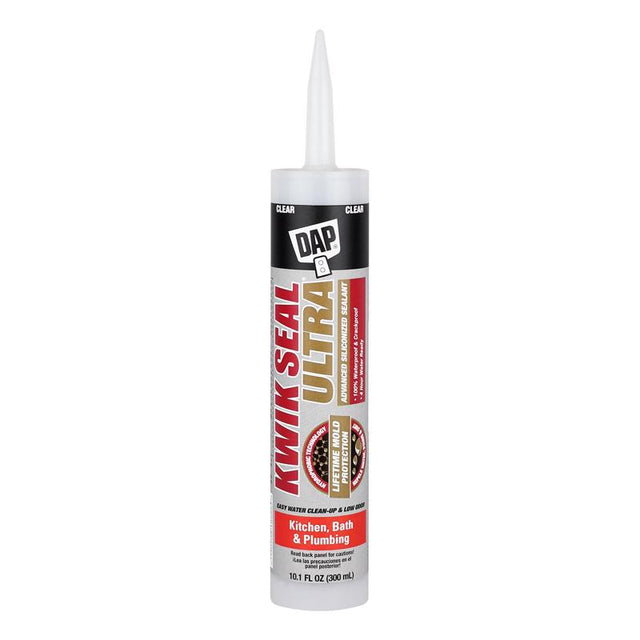 DAP Kwik Seal Ultra Clear Siliconized Acrylic Kitchen and Bath Sealant 10.1 oz