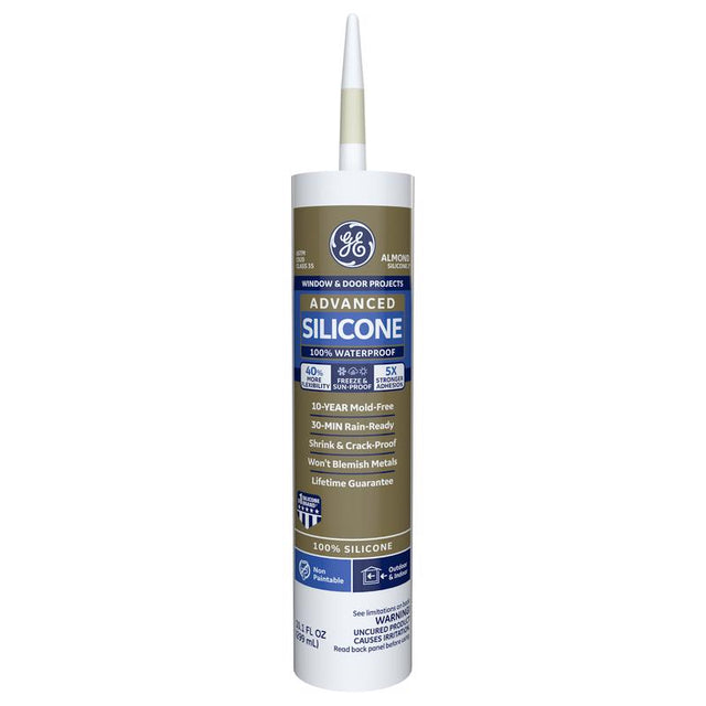 GE Advanced Almond Silicone 2 Window and Door Caulk Sealant 10.1 oz