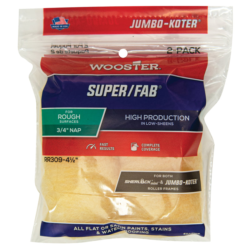 Wooster Super/Fab Knit 4-1/2 in. W X 3/4 in. Jumbo Mini Paint Roller Cover 2 pk