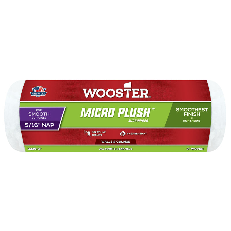 Wooster Micro Plush Microfiber 9 in. W X 5/16 in. Regular Paint Roller Cover 1 pk