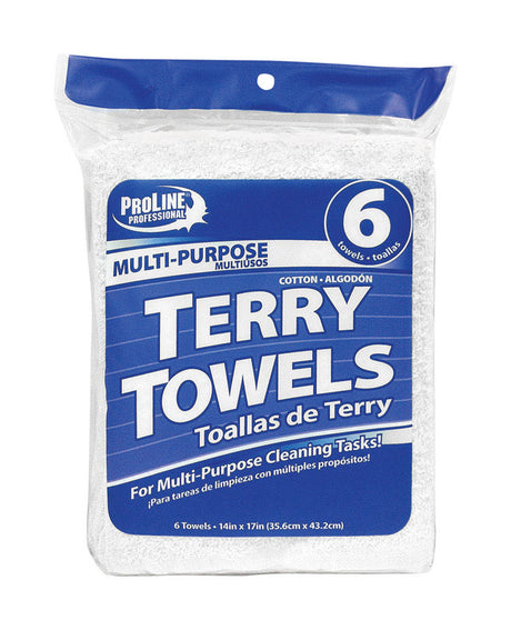 ProLine Cotton Terry Terry Towels 14 in. W X 17 in. L 6 ct