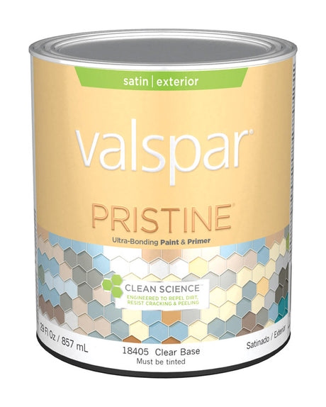 Valspar Pristine Satin Tintable Clear Base Paint and Primer Exterior 1 qt