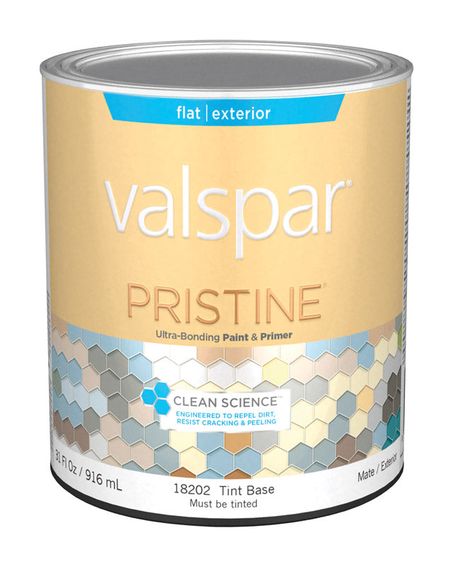 Valspar Pristine Flat Tintable Medium Base Paint and Primer Exterior 1 qt