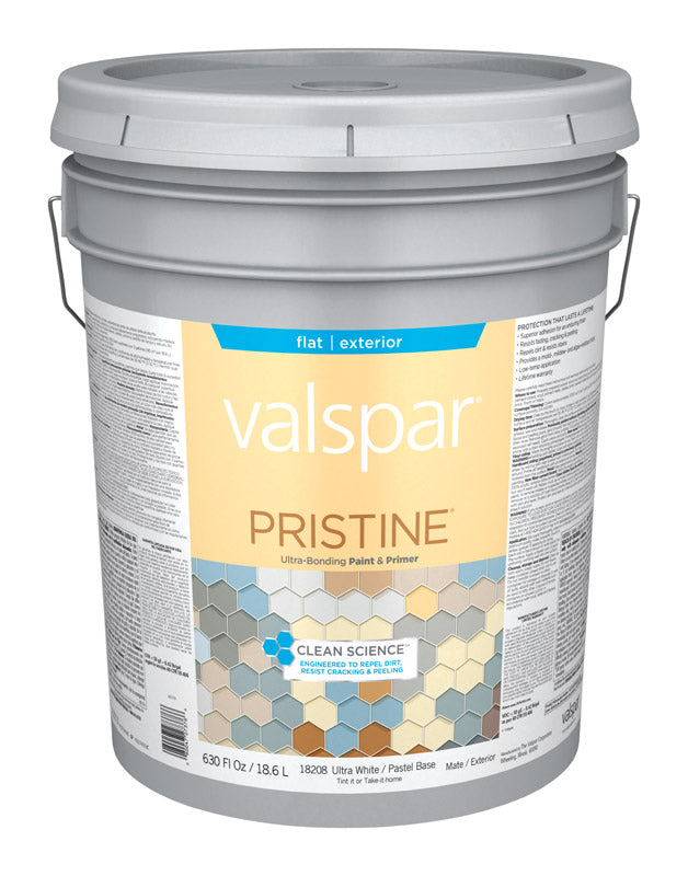 Valspar Pristine Flat Basic White Pastel Base Paint and Primer Exterior 5 gal