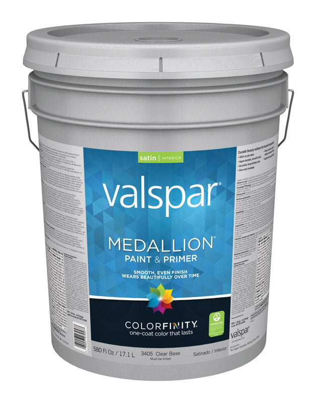 Valspar Medallion Satin Tintable Clear Base Paint Interior 5 gal