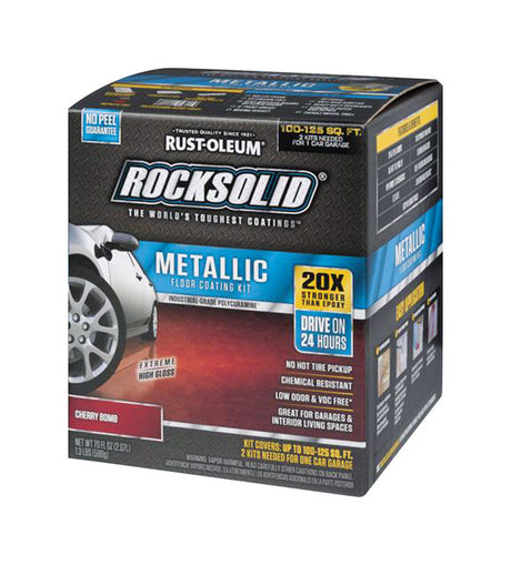Rust-Oleum RockSolid High-Gloss Cherry Bomb Garage Floor Coating Kit 70 oz