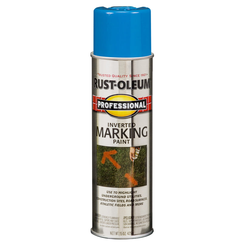 Rust-Oleum Professional Caution Blue Inverted Marking Paint 15 oz