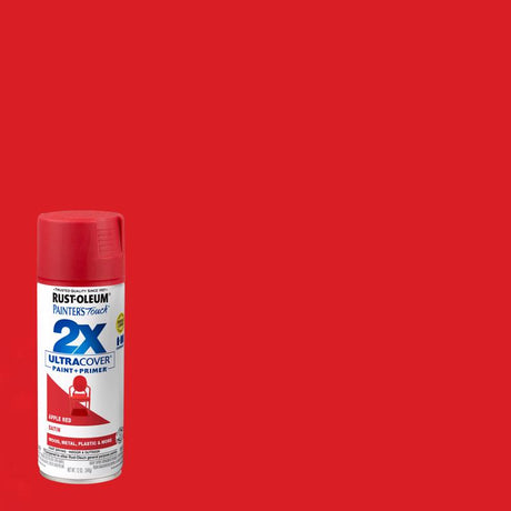 Rust-Oleum Painter's Touch 2X Ultra Cover Satin Apple Red Paint+Primer Spray Paint 12 oz