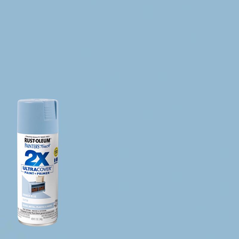 Rust-Oleum Painter's Touch 2X Ultra Cover Satin French Blue Paint+Primer Spray Paint 12 oz