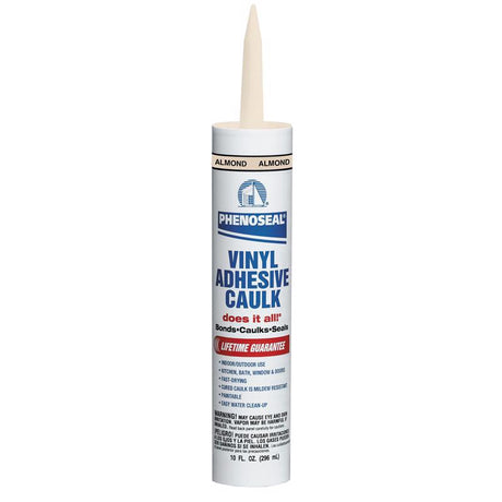 Phenoseal Almond Vinyl All Purpose Adhesive Caulk 10 oz