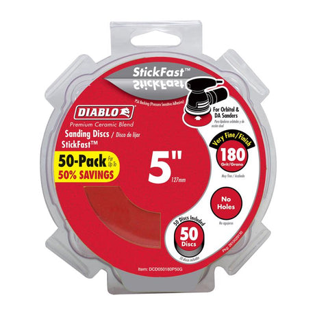 Diablo StickFast 5 in. Ceramic Blend Adhesive Sanding Disc 180 Grit Very Fine 50 pk