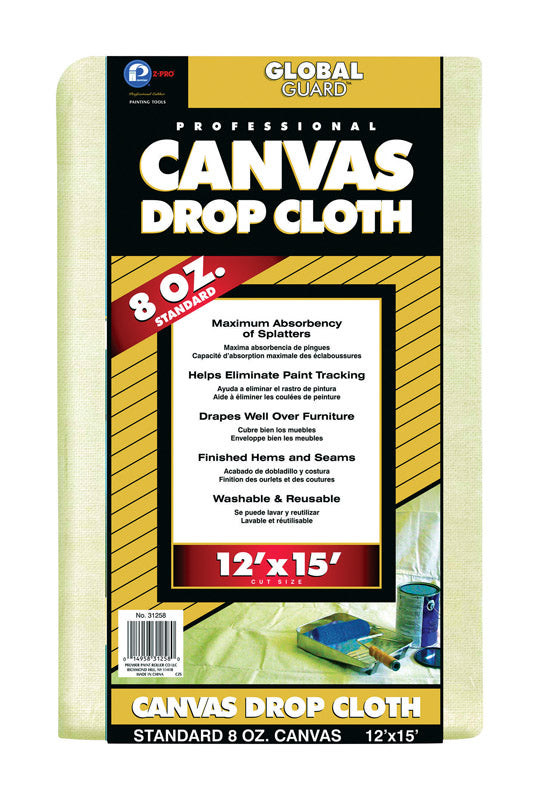 Premier GlobalGuard 12 ft. W X 15 ft. L 8 oz Professional Grade Canvas Drop Cloth 1 pk