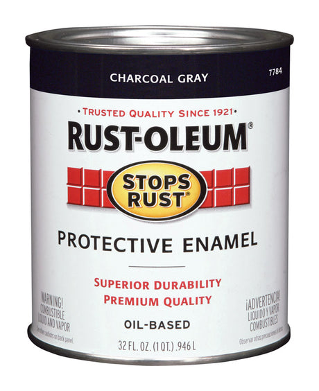 Rust-Oleum Stops Rust Indoor and Outdoor Gloss Charcoal Gray Oil-Based Protective Paint 1 qt