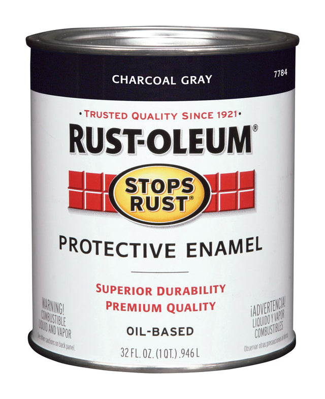 Rust-Oleum Stops Rust Indoor and Outdoor Gloss Charcoal Gray Oil-Based Protective Paint 1 qt
