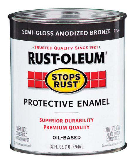 Rust-Oleum Stops Rust Indoor and Outdoor Semi-Gloss Anodized Bronze Protective Enamel 1 qt