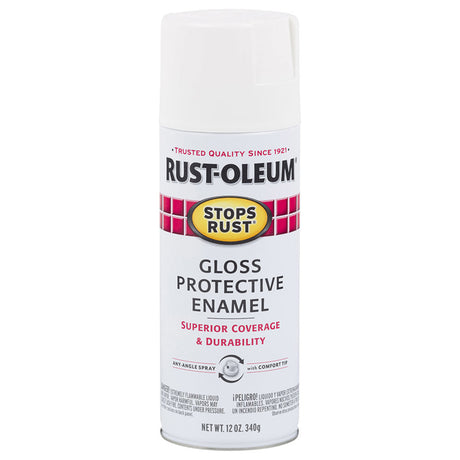 Rust-Oleum Stops Rust Gloss Pure White Protective Enamel Spray Paint 12 oz