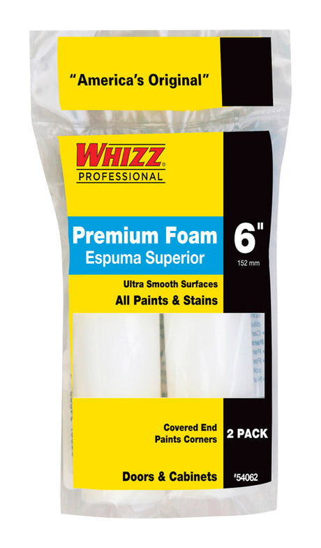 Whizz Foam 6 in. W X 1/2 in. Mini Paint Roller Cover 2 pk