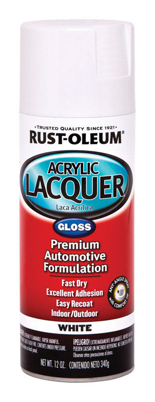 Rust-Oleum Automotive Lacquer Gloss White Acrylic Lacquer Spray Paint 12 oz