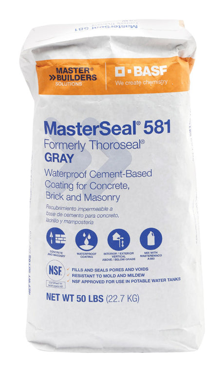BASF MasterSeal 581 Thoroseal Gray Cement-Based Waterproof Coating 50 lb