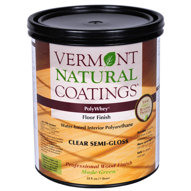 Vermont Natural Coatings PolyWhey Semi-Gloss Clear Water-Based Floor Finish 1 qt