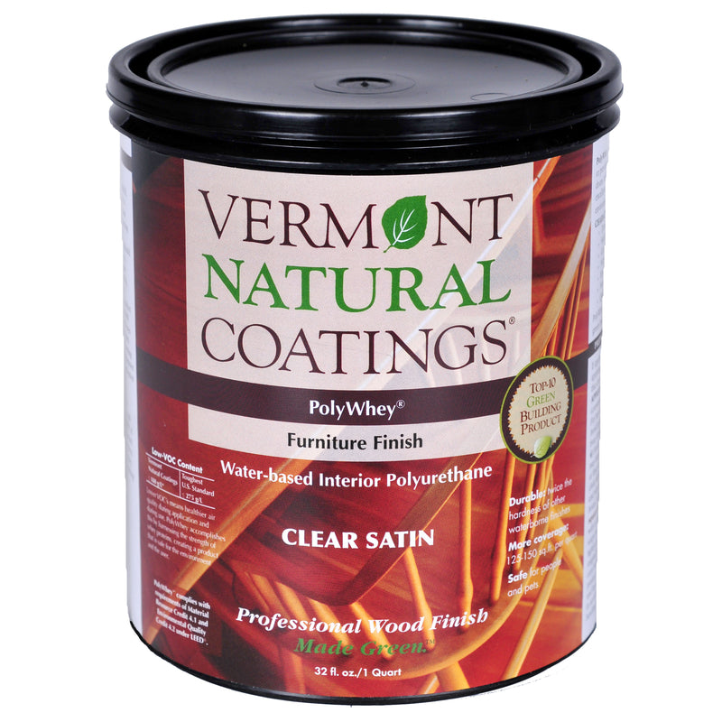 Vermont Natural Coatings PolyWhey Satin Clear Water-Based Furniture Finish 1 qt