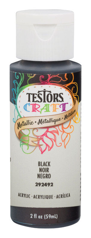 Testors Metallic Black Water-Based Craft Paint Interior 2 oz
