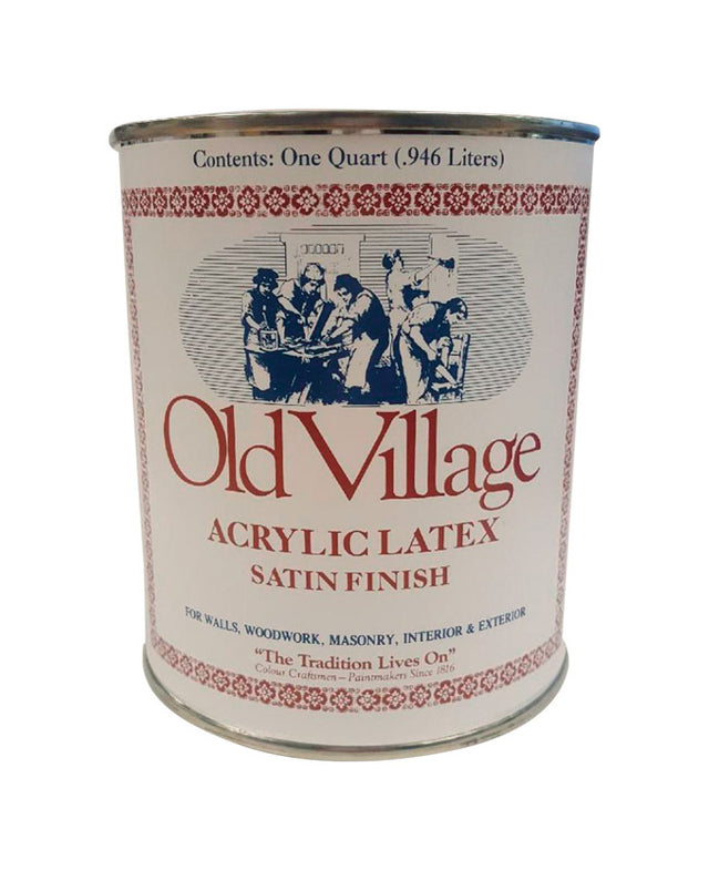 Old Village Satin Steeple White Water-Based Paint Exterior and Interior 1 qt