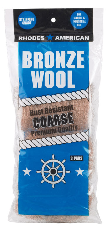 Rhodes American 3 Grade Coarse Bronze Wool Pads 3 pk