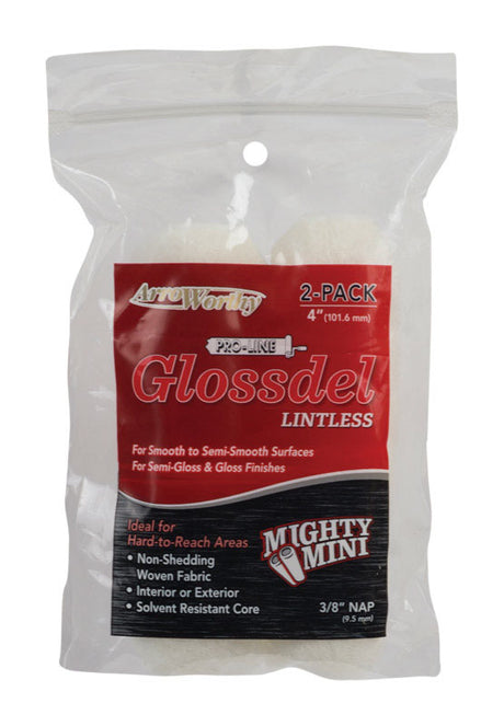 ArroWorthy ProLine Glossdel Woven 4 in. W X 3/8 in. Mini Paint Roller Cover 2 pk
