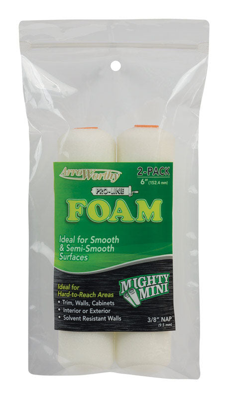 ArroWorthy ProLine Foam 6.5 in. W X 3/8 in. Mini Paint Roller Cover 2 pk