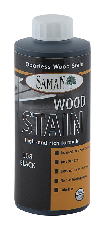 Saman Semi-Solid Black Water-Based Wood Stain 12 oz