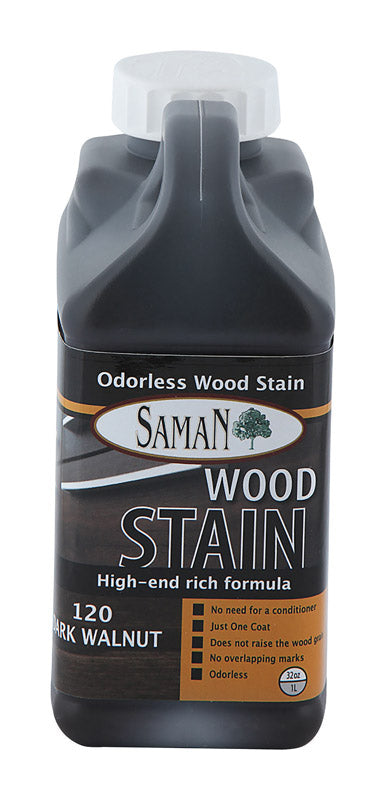 Saman Semi-Transparent Dark Walnut Water-Based Wood Stain 32 oz