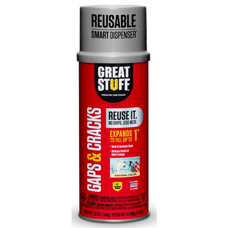 Great Stuff Smart Dispenser Ivory Polyurethane Insulating Foam Sealant 12 oz